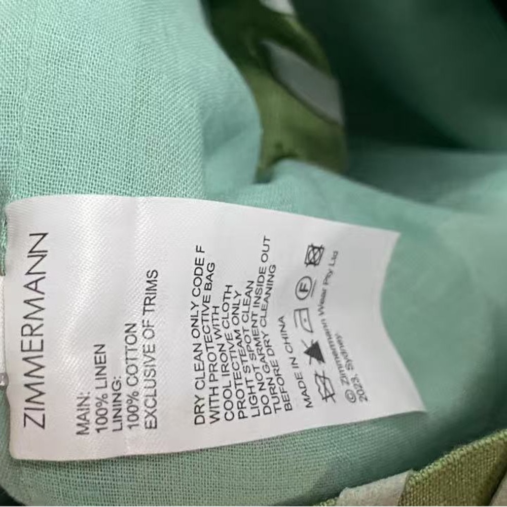 Zimmermann Olive Green Corset Back Tie 100% Linen Mini Dress Size 0 NWOT - Picture 10 of 10